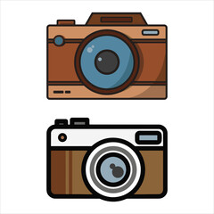 Two cartoon style camera button icons illustration vector