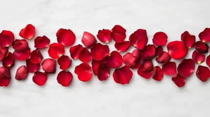 Mother's Day written with rose petals on a white marble background simple and romantic floral design 