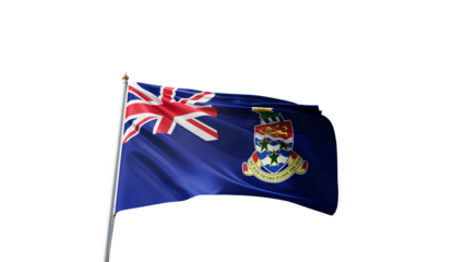 Flag of cayman island with no background, transparent png, flag on a flag pole waving in the wind, national symbol of cayman  islands, country in north america, picture of a flag