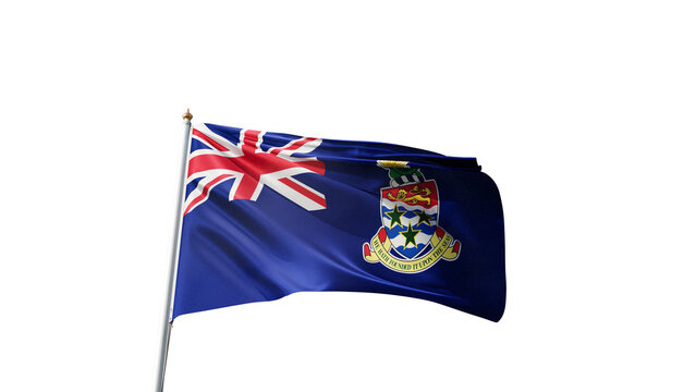 Flag of cayman island with no background, transparent png, flag on a flag pole waving in the wind, national symbol of cayman islands, country in north america, picture of a flag - Powered by Adobe