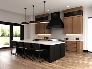 Obraz premium Rustic Modern Kitchen: French Country and Japandi Fusion