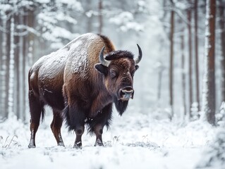buffalo in snow