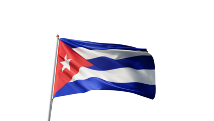 Flag of cuba with no background, transparent png, flag on a flag pole waving in the wind, national symbol of cuba, island in north america, picture of a flag