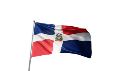 Flag of dominican republic with no background, transparent png, flag on a flag pole waving in the wind, national symbol of dominican republic, country in north america, picture of a flag