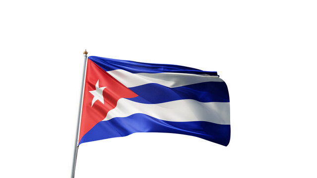Flag of cuba with no background, transparent png, flag on a flag pole waving in the wind, national symbol of cuba, island in north america, picture of a flag