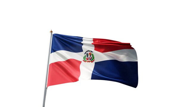 Flag of dominican republic with no background, transparent png, flag on a flag pole waving in the wind, national symbol of dominican republic, country in north america, picture of a flag