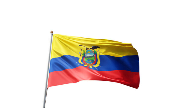 Flag of ecuador with no background, transparent png, flag on a flag pole waving in the wind, national symbol of ecuador, country in south america, picture of a flag