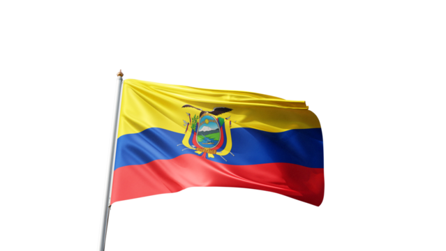 Flag of ecuador with no background, transparent png, flag on a flag pole waving in the wind, national symbol of ecuador, country in south america, picture of a flag - Powered by Adobe