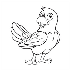 Fototapeta premium Parrot macaw bird sketch art outline icon vector illustration