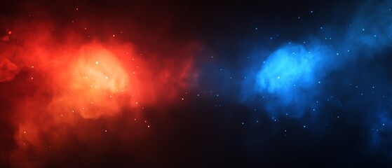 Obraz premium A striking depiction of red and blue nebulae amidst a starry cosmos, showcasing the beauty of space.