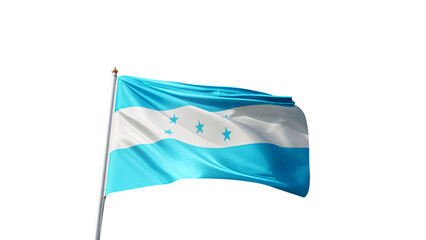 Flag of honduras with no background, transparent png, flag on a flag pole waving in the wind,...