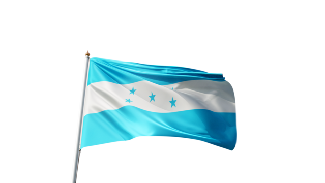 Flag of honduras with no background, transparent png, flag on a flag pole waving in the wind, national symbol of honduras, country in central america, picture of a flag - Powered by Adobe