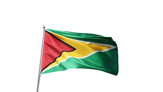 Flag of guyana with no background, transparent png, flag on a flag pole waving in the wind, national symbol of guyana, country in south america, picture of a flag - Powered by Adobe