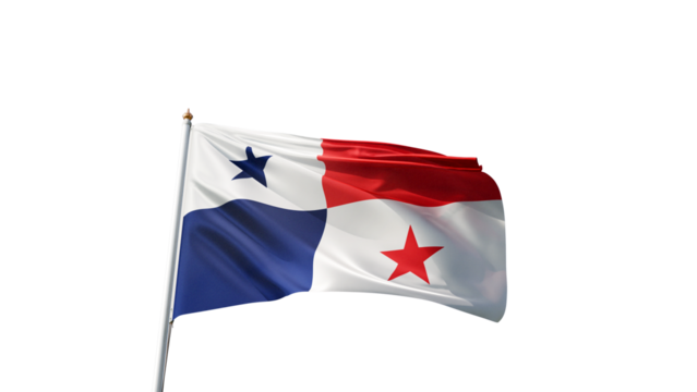 Flag of panama with no background, transparent png, flag on a flag pole waving in the wind, national symbol of panama, country in central america, picture of a flag