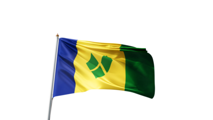 Flag of saint vincent and grenadine with no background, transparent png, flag on a flag pole waving in the wind, national symbol of saint vincent island in north america, picture of a flag