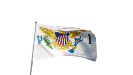 Flag of united state of virgin islands with no background, transparent png, flag on a flag pole waving in the wind, national symbol of us virgin island country in north america, picture of a flag