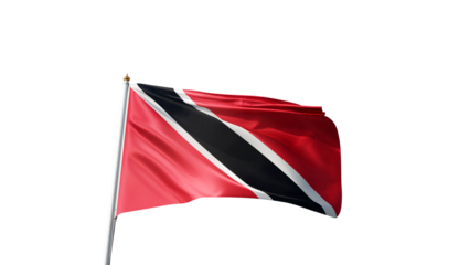Flag of trinidad y tobago with no background, transparent png, flag on a flag pole waving in the wind, national symbol of trinidad y tobago, country in south america, picture of a flag