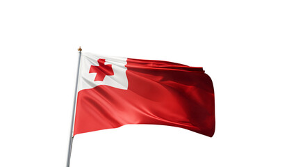 Flag of tonga with no background, transparent png, flag on a flag pole waving in the wind, national symbol of tonga, country in oceania, picture of a flag