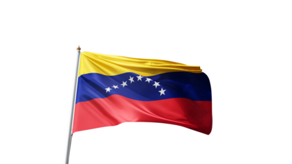 Flag of venezuela with no background, transparent png, flag on a flag pole waving in the wind, national symbol of venezuela, country in south america, picture of a flag