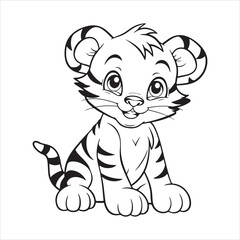 Cute tiger for coloring pages vector illustration