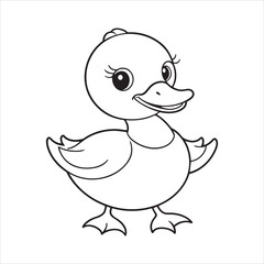 Cute duck for coloring pages vector illustration
