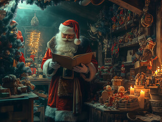 Santa Claus in His Cozy Workshop