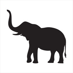 Elephant full black silhouette illustration vector