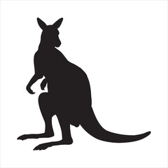 Kangaroo animal full black silhouette illustration vector