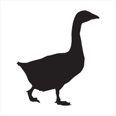 Goose full black silhouette illustration vector