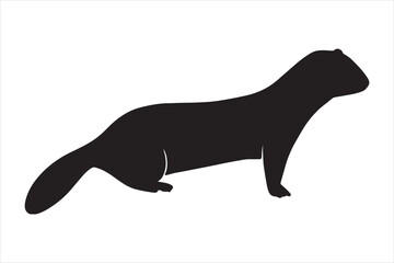 Ferret animal full black silhouette illustration vector