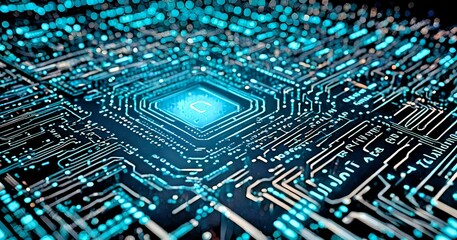 Stunning 3D Software Code Visualization in Blue and Turquoise Lighting