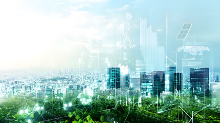 Innovative urban landscape with renewable energy concepts and technology