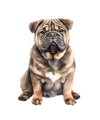 Obraz premium SHARPEI dog, watercolor clipart illustration with isolated background.