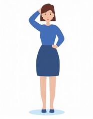 Fototapeta premium Businesswoman scratching her head while making an important decision, full body portrait