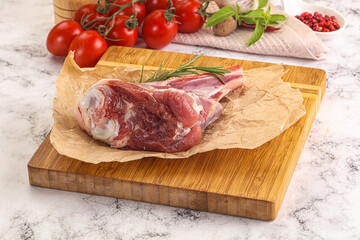 Raw lamb shank for cooking