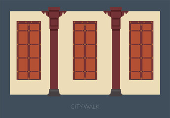 Traditional Windows - City Walk - Stock Illustration