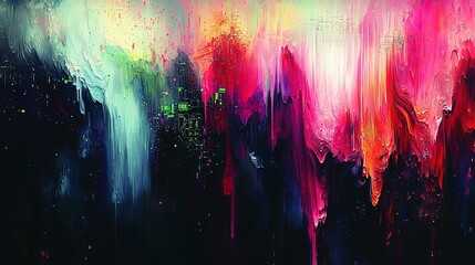 Vibrant Abstract Landscape with Dynamic Brushstrokes and Bold Colors