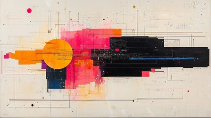 Abstract Geometric Art with Vibrant Colors and Linear Patterns