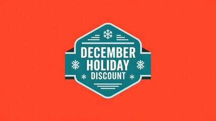 Teal and White December Holiday Discount Badge on Red Background
