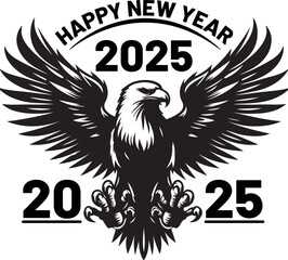 Happy New Year 2025 Eagle bird silhouette vector design.