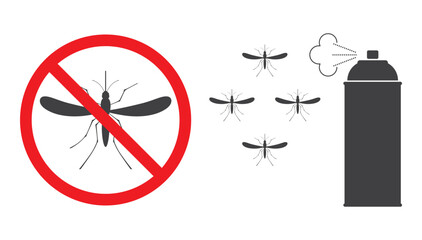 mosquito stop sign and aerosol can repellent icon