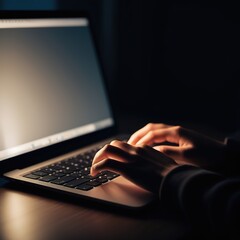 typing on laptop