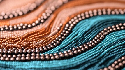 A colorful bead necklace with blue and orange beads