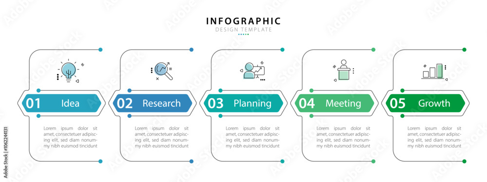 Leinwandbilder timeline creator infographic template. 5 step timeline journey, calendar flat simple infographics de