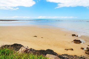 Outstanding view from Yule Point on Coral See sandy coastline in Queensland, Australia. It is situated 10 km south of Port Douglas.