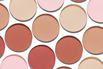 Cosmetics texture pattern, Neutral brown beige eye shadow makeup palette, round eye powder...