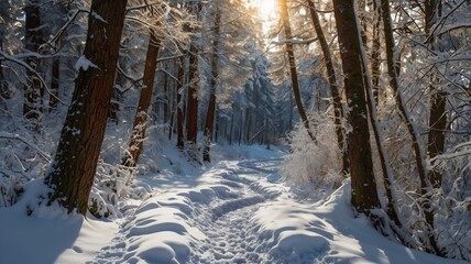 winter, snow, forest, tree, cold, landscape, nature