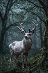 buck in winter, forest, trees, snow, season, wildlife
