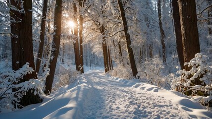 Obraz premium winter forest in the snow