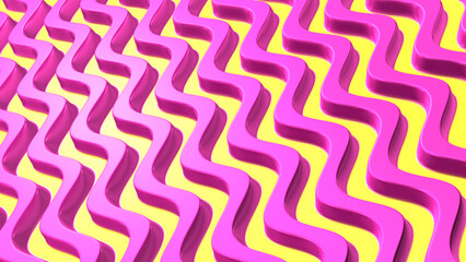 Abstract Pink and Yellow Candy Stripes Waves Background.